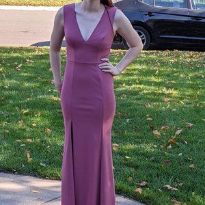Crepe V-Neck Sleeveless Gown